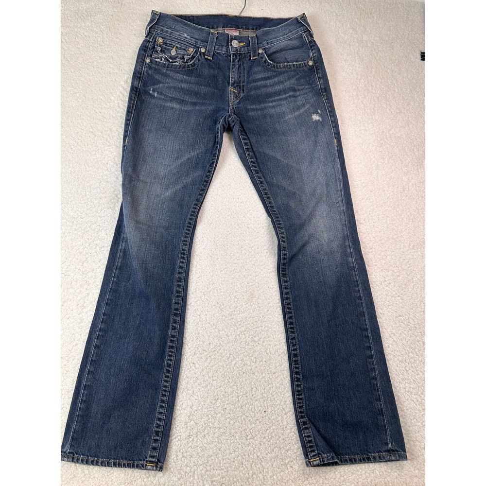True Religion Jeans Mens 31x32 Blue Pocket Flap Relaxed Straight Stretch